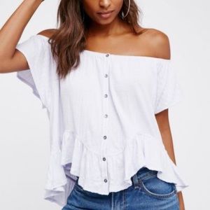 Free People Off Shoulder White Flutter Blouse